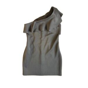 Express Dress Women 12 Black One-Shoulder Ruffle Mini Cocktail LBD Night Luxe